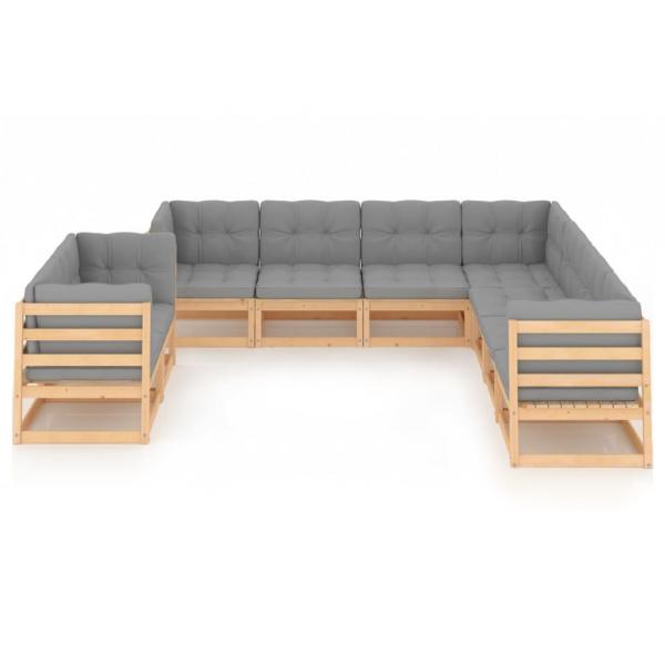 ARDEBO.de - 9-tlg. Garten-Lounge-Set mit Kissen Massivholz Kiefer