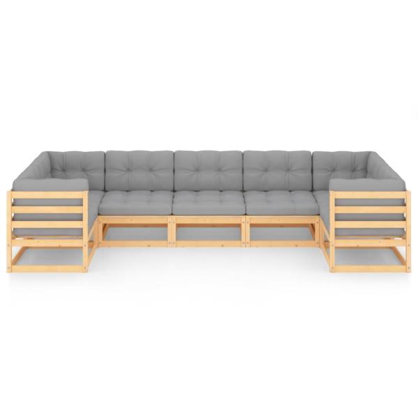7-tlg. Garten-Lounge-Set mit Kissen Massivholz Kiefer