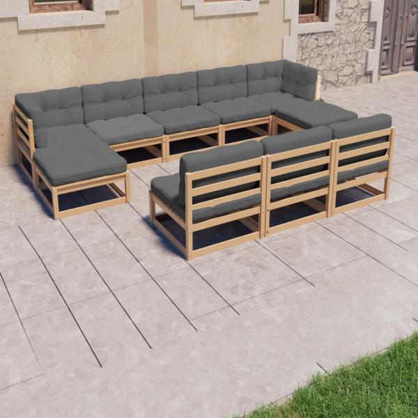 ARDEBO.de - 8-tlg. Garten-Lounge-Set mit Kissen Massivholz Kiefer