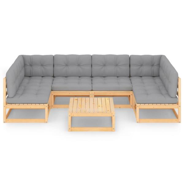 7-tlg. Garten-Lounge-Set mit Kissen Massivholz Kiefer
