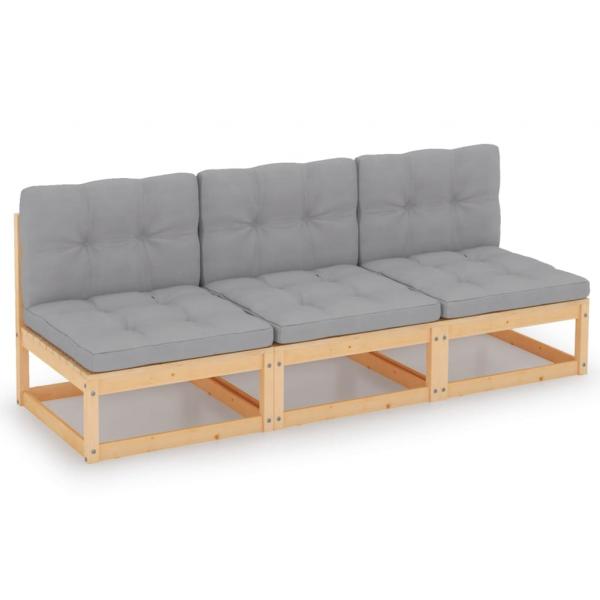 ARDEBO.de - 3-Sitzer-Sofa mit Kissen Kiefer Massivholz