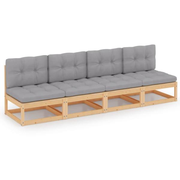 ARDEBO.de - 4-Sitzer-Gartensofa mit Kissen Kiefer Massivholz