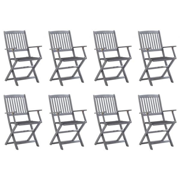 ARDEBO.de - Klappbare Gartenstühle 8 Stk. mit Kissen Massivholz Akazie