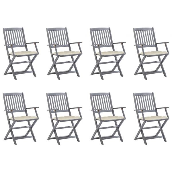 ARDEBO.de - Klappbare Gartenstühle 8 Stk. mit Kissen Massivholz Akazie