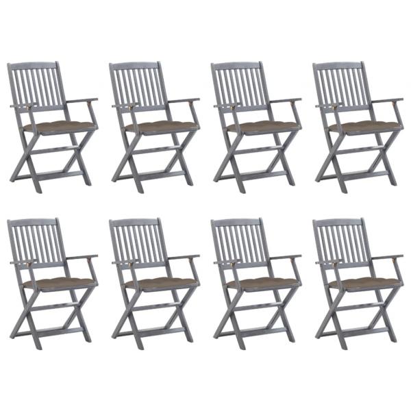 ARDEBO.de - Klappbare Gartenstühle 8 Stk. mit Kissen Massivholz Akazie