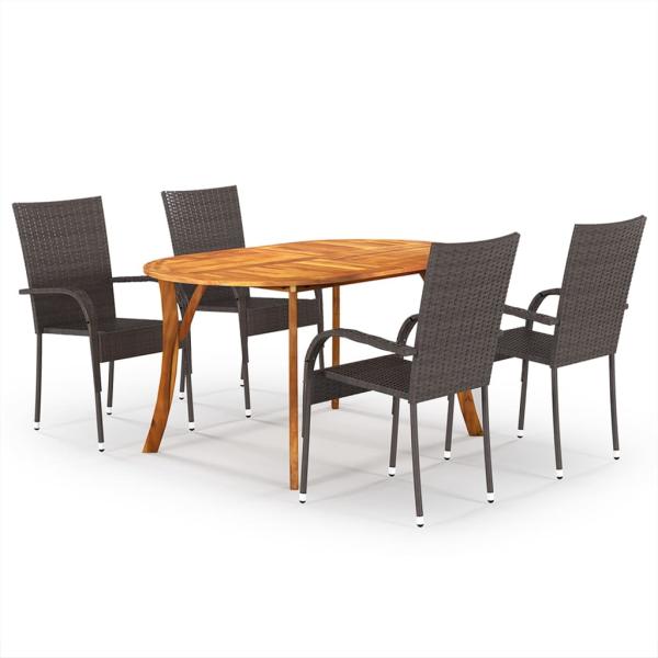 ARDEBO.de - 5-tlg. Garten-Essgruppe Braun