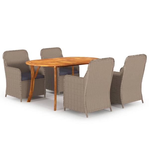 ARDEBO.de - 5-tlg. Garten-Essgruppe Braun