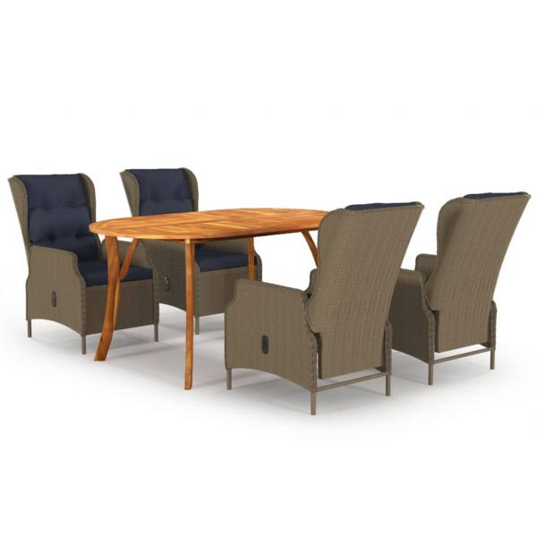 ARDEBO.de - 5-tlg. Garten-Essgruppe Braun