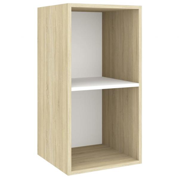 ARDEBO.de - TV-Wandschrank Sonoma-Eiche und Weiß 37x37x72 cm Holzwerkstoff