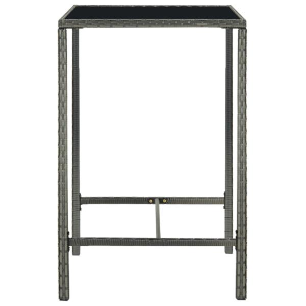 3-tlg. Gartenbar-Set mit Kissen Poly Rattan Grau