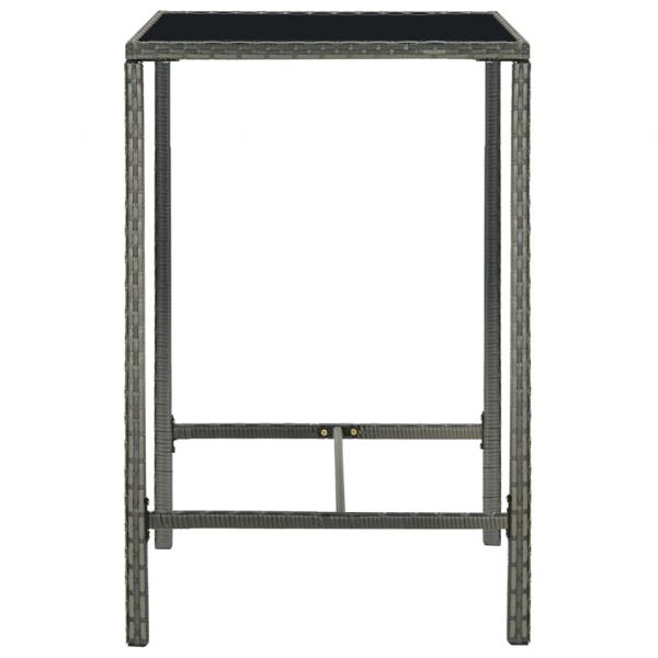 3-tlg. Gartenbar-Set mit Kissen Poly Rattan Grau