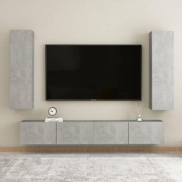 TV-Schränke 2 Stk. Betongrau 30,5x30x110 cm Holzwerkstoff