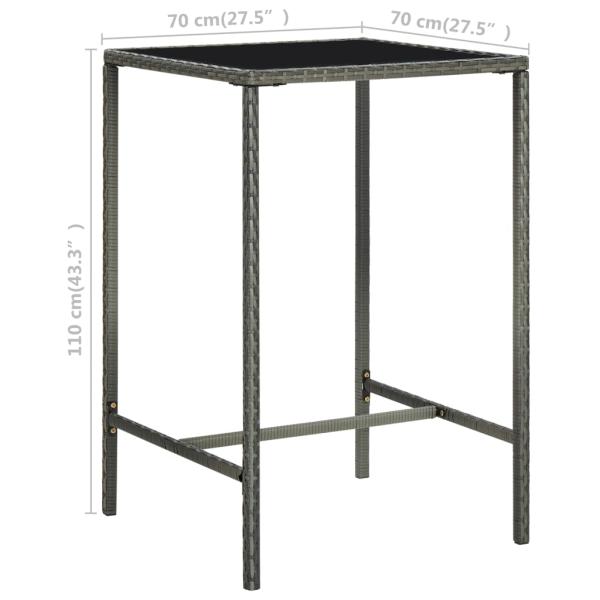 3-tlg. Gartenbar-Set Poly Rattan Grau