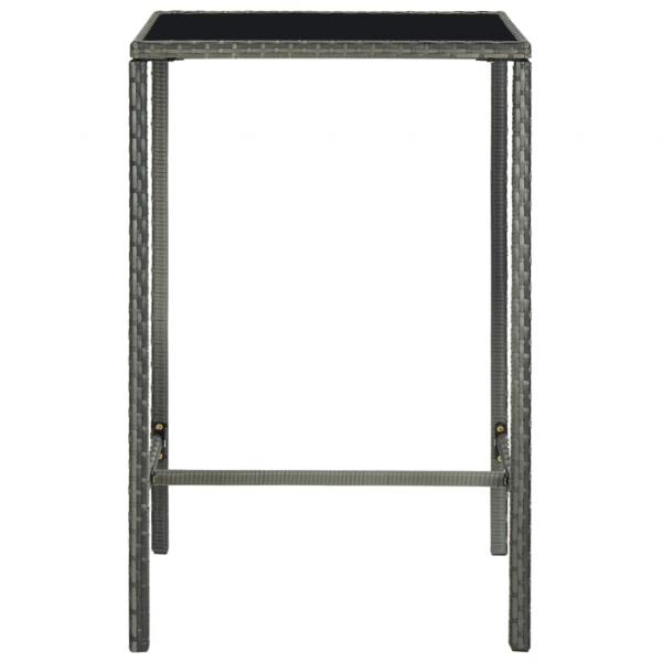 3-tlg. Gartenbar-Set Poly Rattan Grau