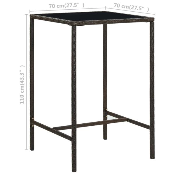 3-tlg. Gartenbar-Set Poly Rattan Braun