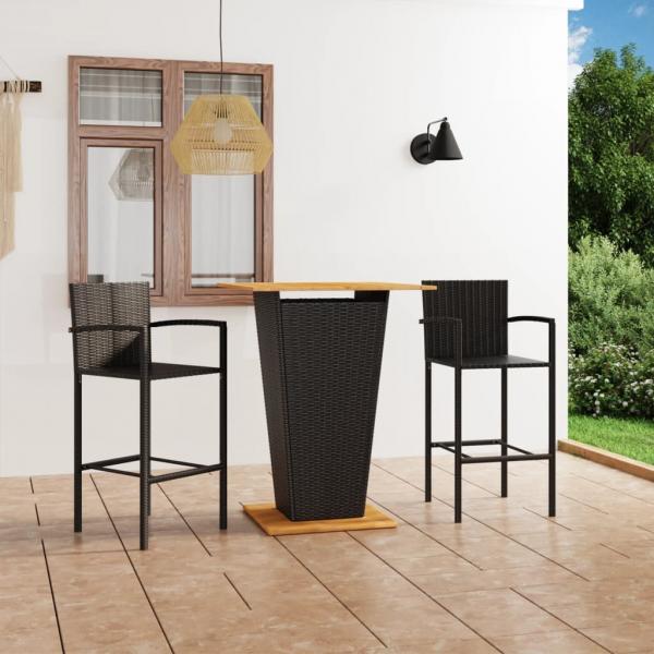ARDEBO.de - 3-tlg. Gartenbar-Set Schwarz