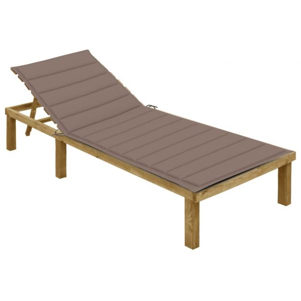 ARDEBO.de - Sonnenliege mit Taupe Auflage Imprägniertes Kiefernholz