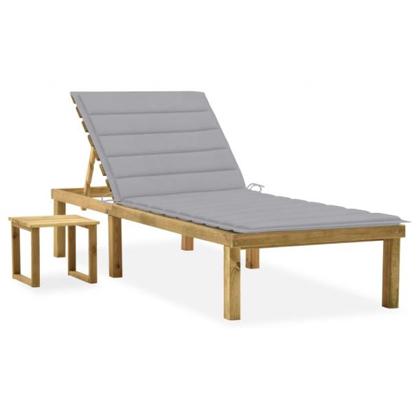 ARDEBO.de - Garten-Sonnenliege mit Tisch und Auflage Kiefer Imprägniert
