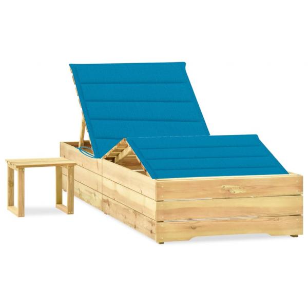 ARDEBO.de - Garten-Sonnenliege mit Tisch und Auflage Kiefer Imprägniert