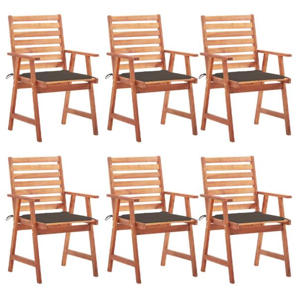 ARDEBO.de - Garten-Essstühle 6 Stk. mit Kissen Massivholz Akazie 