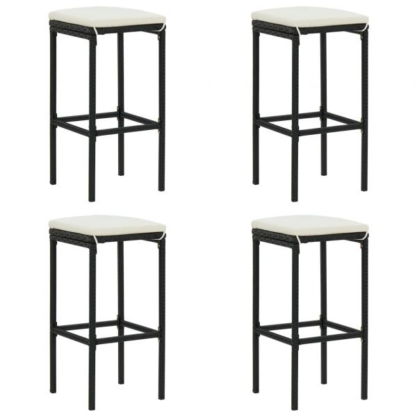 5-tlg. Gartenbar-Set mit Kissen Poly Rattan Schwarz
