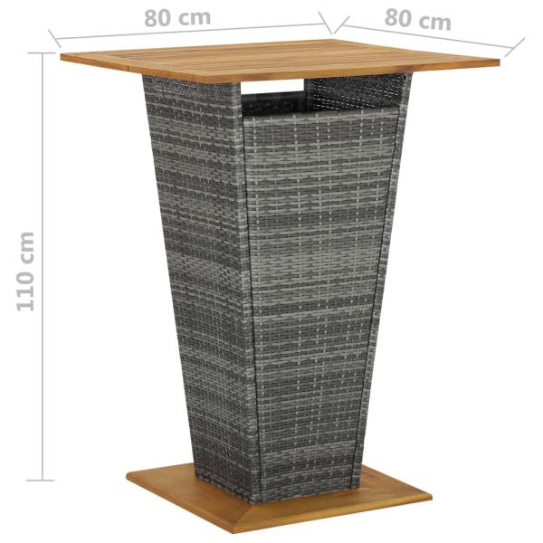 9-tlg. Gartenbar-Set mit Kissen Poly Rattan Grau
