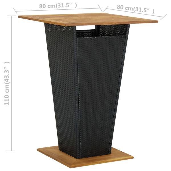5-tlg. Gartenbar-Set mit Kissen Poly Rattan Schwarz