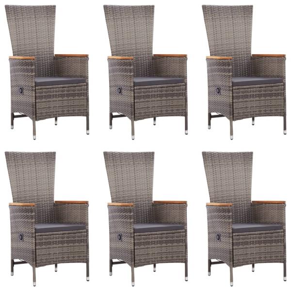 7-tlg. Garten-Essgruppe Poly Rattan Grau