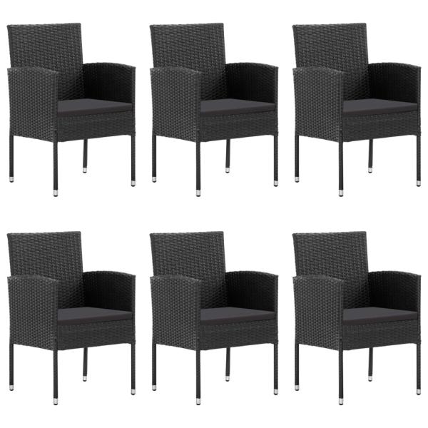 7-tlg. Garten-Essgruppe Poly Rattan Schwarz