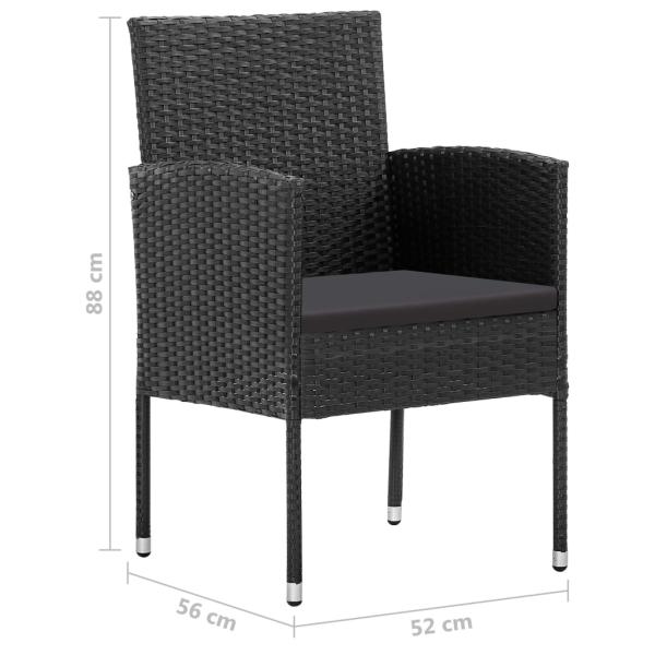 7-tlg. Garten-Essgruppe Poly Rattan Schwarz