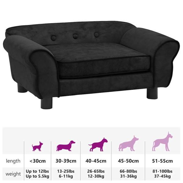 Hundesofa Schwarz 72x45x30 cm Plüsch