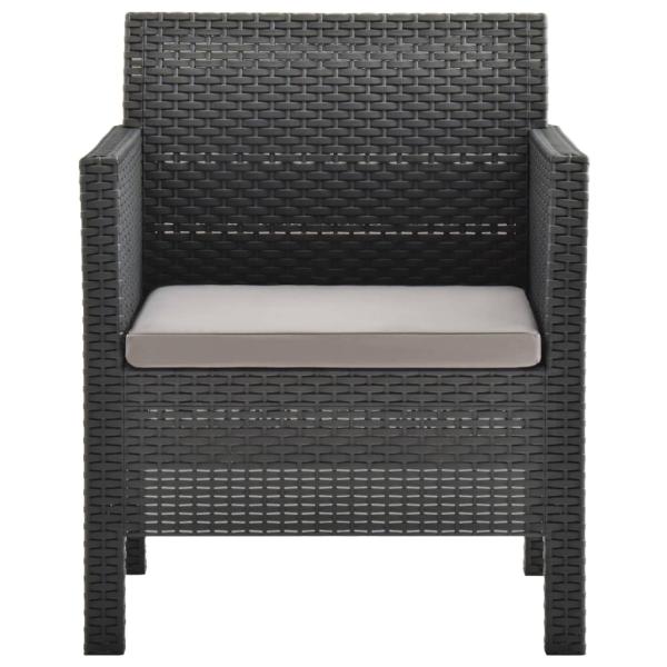 Gartenstühle mit Kissen 2 Stk. PP Rattan Anthrazit 