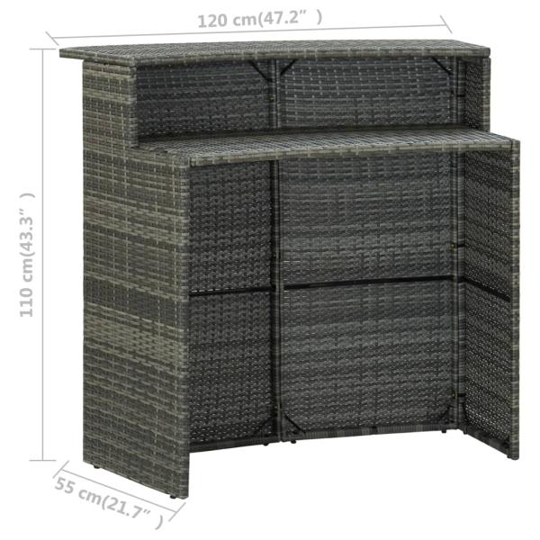 4-tlg. Gartenbar-Set mit Kissen Grau