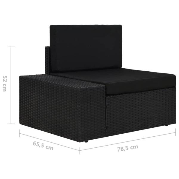 6-tlg. Garten-Lounge-Set mit Kissen Schwarz Poly Rattan