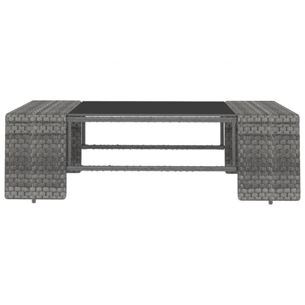 9-tlg. Garten-Lounge-Set mit Kissen Grau Poly Rattan