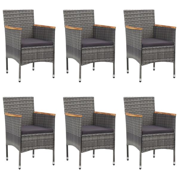 7-tlg. Garten-Essgruppe Poly Rattan Grau