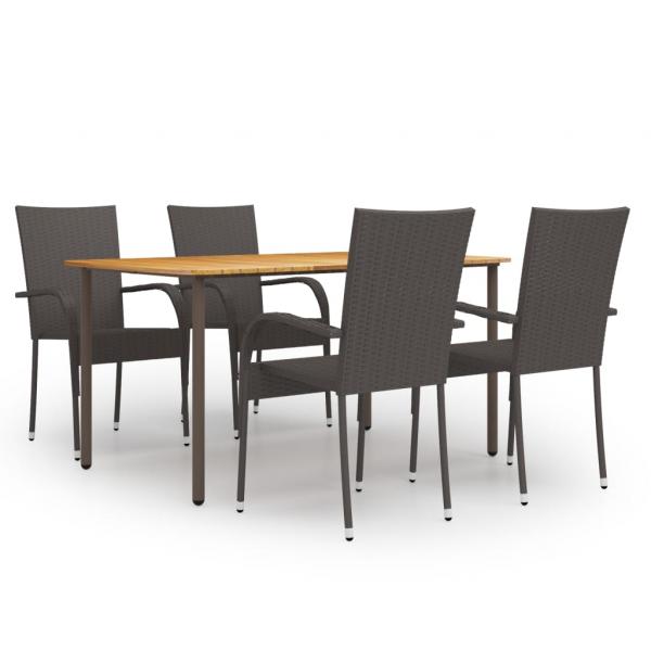 ARDEBO.de - 5-tlg. Garten-Essgruppe Poly Rattan Braun