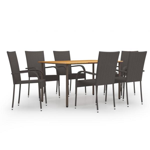 ARDEBO.de - 7-tlg. Garten-Essgruppe Poly Rattan Braun