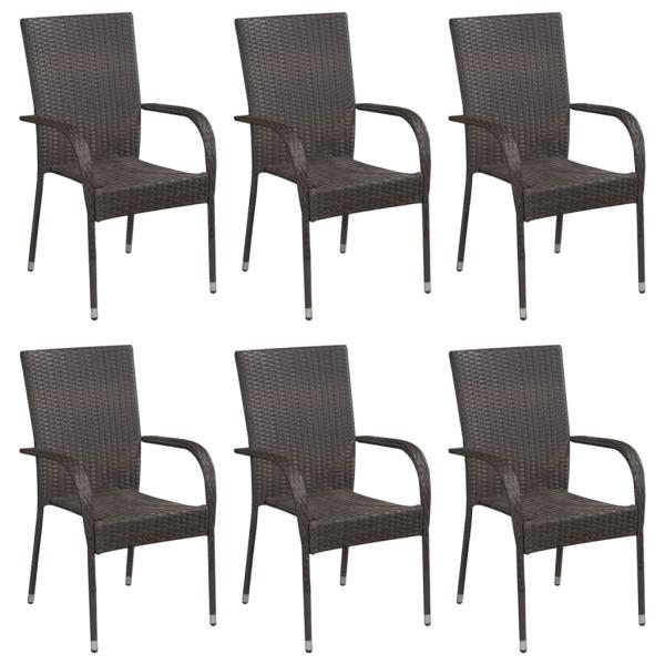 7-tlg. Garten-Essgruppe Poly Rattan Braun