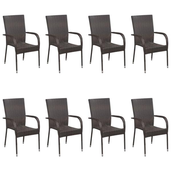 9-tlg. Garten-Essgruppe Poly Rattan Braun