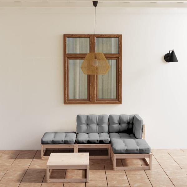 ARDEBO.de - 5-tlg. Garten-Lounge-Set mit Kissen Kiefer Massivholz