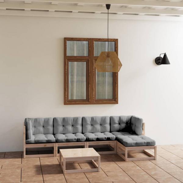 ARDEBO.de - 6-tlg. Garten-Lounge-Set mit Kissen Kiefer Massivholz