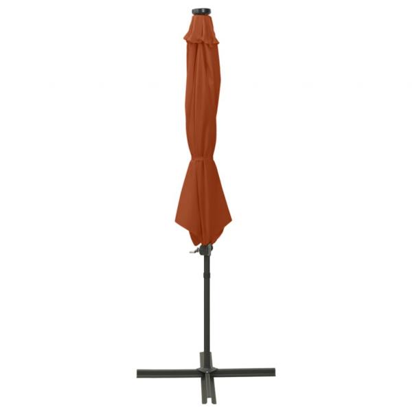 Ampelschirm mit Mast und LED Terracotta-Rot 300 cm