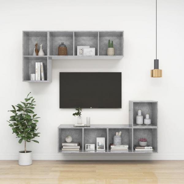 TV-Wandschrank Betongrau 37x37x72 cm Holzwerkstoff