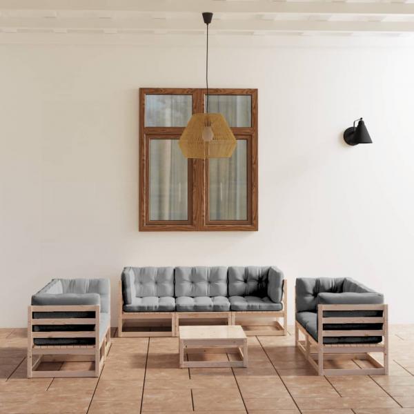 ARDEBO.de - 8-tlg. Garten-Lounge-Set mit Kissen Kiefer Massivholz