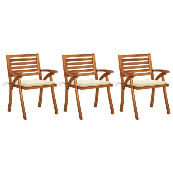ARDEBO.de - Garten-Essstühle mit Kissen 3 Stk. Massivholz Akazie