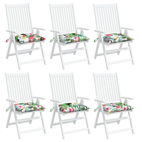 Stuhlkissen 6 Stk. Mehrfarbig 40x40x7 cm Stoff