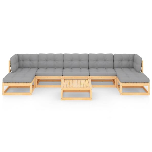 8-tlg. Garten-Lounge-Set mit Kissen Massivholz Kiefer