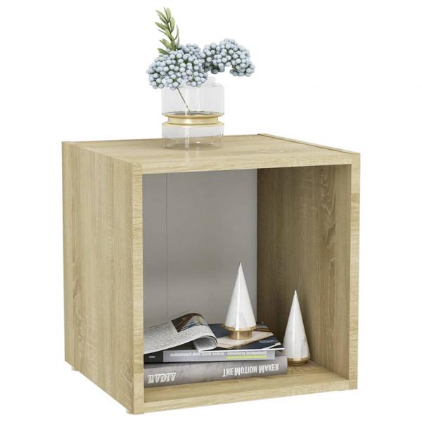 ARDEBO.de - TV-Schrank Weiß und Sonoma-Eiche 37x35x37 cm Holzwerkstoff