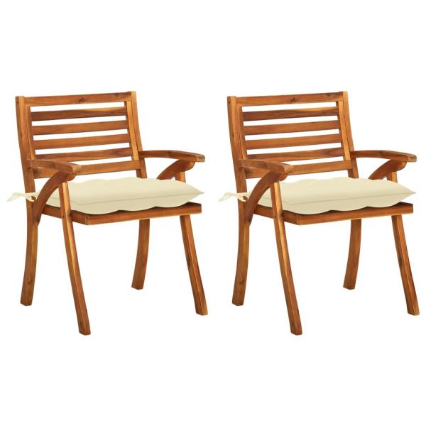 ARDEBO.de - Garten-Essstühle mit Kissen 2 Stk. Massivholz Akazie